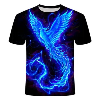 2021 Dumanlı Kuş Desen erkek tişört Yaz Moda Serin Stil grafik tee İlginç 3D Baskı Kısa Kollu t-shirt Giyim