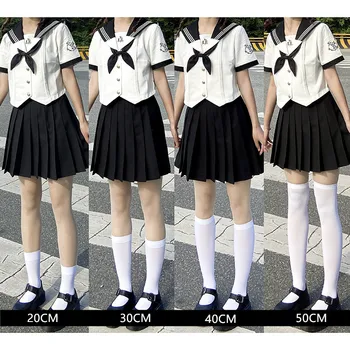 Japon Tarzı Siyah Beyaz Renk Kadife Buzağı Çorap Kız Çorap Orta Tüp Ince JK Üniforma Oover Diz Kawaii Çorap