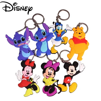 Anime Disney Anahtarlık Karikatür Figürü Mickey Minne Lilo ve Dikiş Sevimli Bebek Anahtarlık Çift Çanta Süsleme Anahtarlık Araba Kolye Hediye