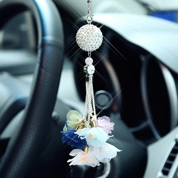 Araba kolye yaratıcı moda kristal top kakma dikiz aynası erkekler ve kadınlar araba dekorasyon hediyeler araba süslemeleri süsler