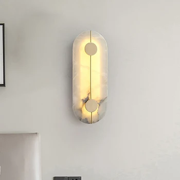 15W Led duvar lambası mermer bakır aplik ışık iskandinav yaratıcı oturma odası duvar dekoratif lamba yatak odası başucu otel koridor sutyen