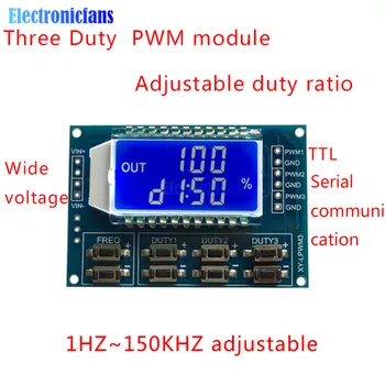 3 Kanal PWM devre kartı modülü Darbe Frekansı Görev Döngüsü Ayarlanabilir Modülü Sinyal Jeneratörü 1Hz-150Khz ile lcd ekran