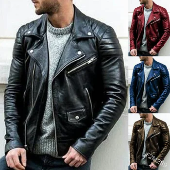 2022 yeni Avrupa ve Amerikan erkek PU deri ceket erkek gençlik standı yaka punk erkek motosiklet deri ceket