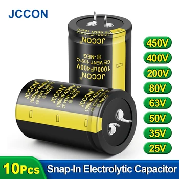 JCCON 2-10 Adet Snap-İn elektrolitik kondansatör 25V 35V 50V 63V 80V 200V 400V 450V Ses Hıfı güç amplifikatörü 2000 Saat 105℃