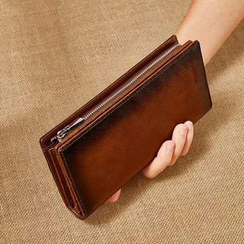WıllıamPOLO Marka erkek Cüzdan Lüks Tasarımcı Vintage Klasik En Kaliteli deri kartlık Çanta Fermuar uzun cüzdan Erkekler İçin