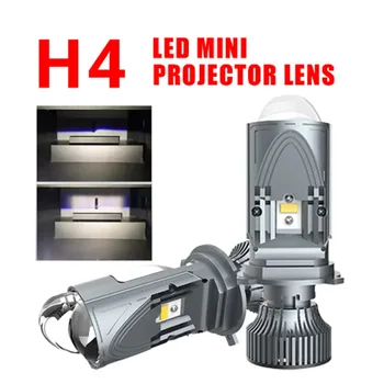 H4 120 W 30000LM Süper Parlak Araba LED Far Oto 9003 / HB2 Mini Projektör Çift Lens Yüksek Düşük ışın Ampul