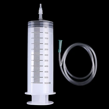 hortum Tüplü 500ml CC Şırınga Enjektörü Şeffaf Plastik Büyük Tek Kullanımlık Şırınga
