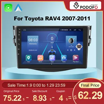 Podofo CarPlay Android Araba Radyo Toyota RAV4 Rav 4 2005-2013 Multimedya Video Oynatıcı 2Din DSP Navigasyon GPS 4G WIFI Stereo