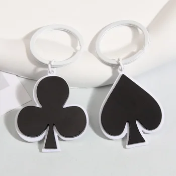 Komik Anahtarlık Poker Kartları Sembol Kulübü Maça Anahtarlık oyun kartı anahtar zincirleri Hatıra Hediyeler Kadınlar Erkekler İçin DIY El Yapımı Takı