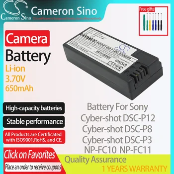 CameronSino Pil Sony Cyber-shot için DSC-P12 DSC-P8 DSC-P3 DSC-FX77 DSC-P8L DSC - V1 uyar Sony NP-FC10 dijital kamera Piller