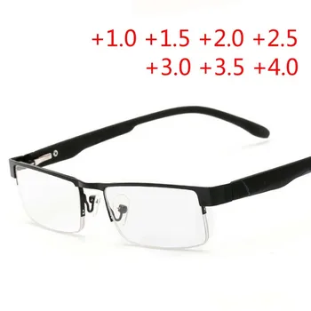Metal Yarım Çerçeve okuma gözlüğü Presbiyopi Gözlük 1.0 ila 4.0 ADET Tapınaklar Yorgunluk Gafas +1.0 +1.5 +2.0 +2.5 +3.0 +3.5 +4.0
