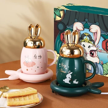Youpin Akıllı Termostatik Coaster Sevimli Tavşan kupa ısıtıcı Seti Bardak isıtma pedi Ev Ofis Hediye Kahve kupa ısıtıcı su ısıtıcı