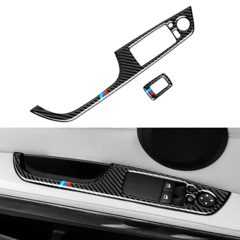 Araba Pencere Kaldırma elektrik düğmesi çıkartması Çıkartması Karbon Fiber Trim için BMW E92 E93 2005-2012 iç Aksesuarları-Coupe Cabrio