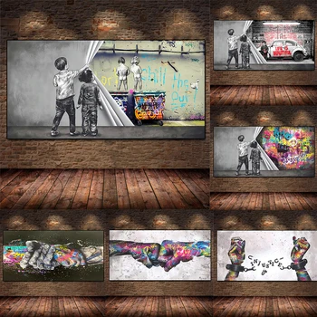 Banksy Duvar Sanatı Hayat Kısa Graffiti Tuval Boyama Sokak Sanatı Posterler ve Baskılar Pop Art Duvar Resmi Oturma Odası Ev Dekor