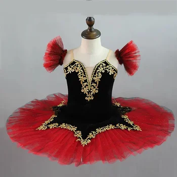 2022 Yeni Kız ve kadın Profesyonel Bale Etekler Tutu Siyah Ve Kırmızı çocuk Etek Oryantal Dans Kostümleri Altın Elbise 18