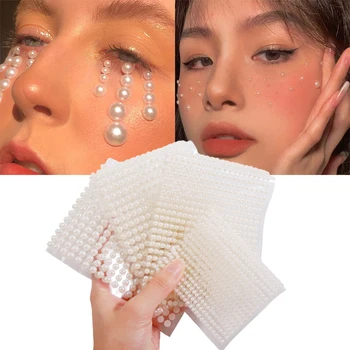 Yüz Jewels İnci Makyaj Sanat Eyeliner Glitter Yüz Takı Sticker Geçici Dövme Parti Bady Makyaj Araçları Rhinestones