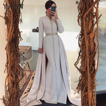 YALİN Yeni Beyaz Mermaid Kaftan Abiye Kat Uzunluk Fas Suudi Arabistan Elbise Ayrılabilir Tren Özel Durum Elbise