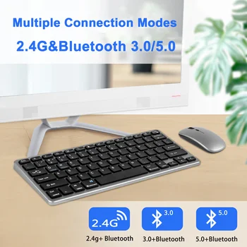 2.4 G Kablosuz Klavye fare kombo Seti Mini Multimedya 3 Modları Bluetooth Klavye ve Fare Seti Macbook LaptoP İçin ipad Tablet
