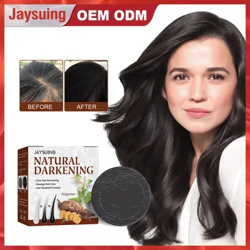 Jaysuing Saç Kararan Şampuan Doğal Organik Hafif Formülü Saç Temizleme Nemlendirici Polygonum El Yapımı şampuan Sabun 28