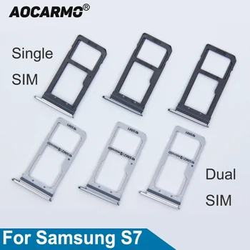 Aocarmo Tek/Çift Metal Plastik Nano Sım Kart Tepsi Yuvası Tutucu Samsung Galaxy S7 G930 G930F Altın / Gümüş / Gri