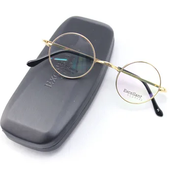 42mm Lüks Titanyum Yuvarlak Vintage Siyah gri gümüş altın kahverengi Gözlük Çerçeveleri Gözlük