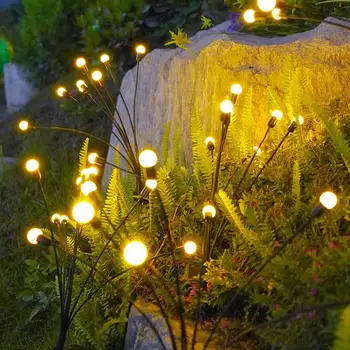 Güneş LED çim ışığı açık Firefly peyzaj ışıkları sallanan havai fişek bahçe ışıkları su geçirmez Yard çim gece lambası yolu dekor