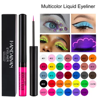 UV ışık Neon Eyeliner kalem gözler makyaj kırmızı su geçirmez sıvı renk göz kalemi makyaj kozmetik sarı mat mor kalem