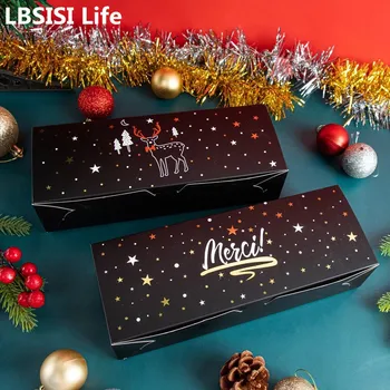 LBSISI Ömrü 10 adet / grup Siyah Noel Kağıt Kutuları Çikolata Şeker Hediye Paketleme Yeni Yıl Çocuk Olay Parti İyilik Dekorasyon