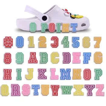 PVC Ayakkabı Takılar Renk Mektup Ayakkabı Aksesuarları 26 Mektup A-Z Ayakkabı Dekorasyon Numarası 0-9 Tokaları Croc Sandalet X-mas Hediyeler Jıbz