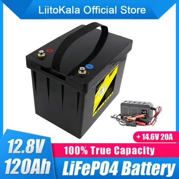 LiitoKala 12.8 v 120AH lifepo4 pil ile 100A BMS 12V 120Ah pil go kart UPS Ev aletleri İnvertör + 14.6 V 20A
