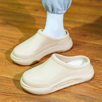 2022 Yeni Rahat Erkek İş Sandalet Yaz Güvenlik Ayakkabıları Kaymaz Su Geçirmez Mutfak / Hastane Bahçe Takunya Rahat Terlik