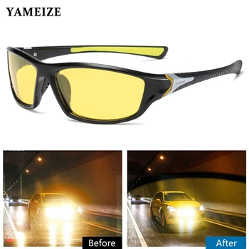 YAMEIZE Parlama Önleyici Gece görüş gözlüğü Erkekler İçin Polarize Güneş Gözlüğü Sürücü Gözlük Gece sürüş gözlükleri Lunette De Soleil UV