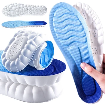4D Süper Kalın Bellek Köpük Tabanlık Nefes Örgü Ter Emme Ayakkabı Pedleri Spor Koşu Ayakkabı PU Taban Ortopedik Astarı
