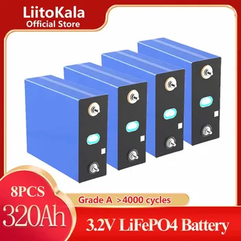 8 ADET LiitoKala 3.2 V Lifepo4 320AH 12V 24V 310AH Pil Paketi DIY Şarj Edilebilir Güneş Enerjisi AB ABD Vergi Ücretsiz Sınıf A 320ah Hücreleri