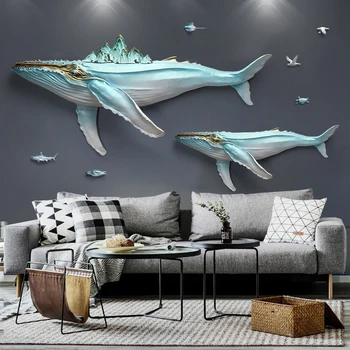 Minimalist ev dekor Deniz Hayvan Balina Duvar Asılı Kanepe Arka Plan Duvar Dekorasyon Yaratıcı çocuk Odası 3D Duvar Sticker