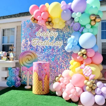 131 adet Acıbadem Kurabiyesi balonlar Garland Lateks Balonlar Kemer Mutlu Doğum Günü Partisi Dekoru Çocuklar Yetişkin Düğün Balon Zinciri Bebek Duş Balon