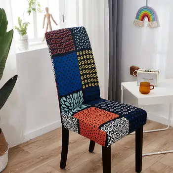Geometri Ekose Baskılı Elastik Streç sandalye kılıfı s Modern Spandex sandalye minder örtüsü Dışkı Koltuk Kapakları Sandalyeler için Yemek Odası