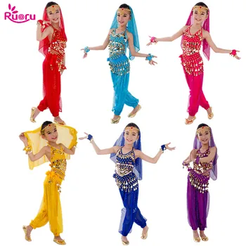 Ruoru Çocuklar Bollywood Oryantal Dans Kostümleri Set Oryantal Dans çocuk elbiseleri Hindistan Oryantal Dans Elbise Oryantal Dans Kız Dansçı 1