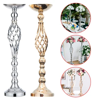 Altın / Gümüş Metal Çiçek Vazo Mumluk Çiçek Centerpieces resepsiyon masası Metal Standı Şamdan Düğün Parti Dekor