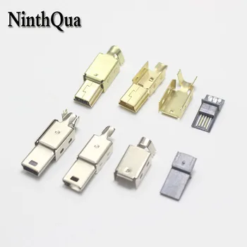 5 takım Mini USB 5PİN Kaynak Tipi Erkek Tak Altın Kaplama Konnektörler 4P USB Kuyruk Soketi 3 in 1 DIY eski Telefon için