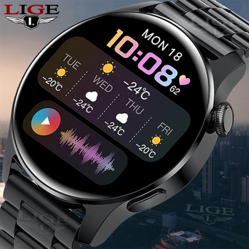 LIGE Yeni Bluetooth Çağrı akıllı saat Erkekler Tam dokunmatik Ekran Spor spor bluetooth saat İçin Uygundur Android ıos akıllı saat