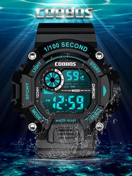 COOBOS 30M Su Geçirmez dijital saat Erkekler için Spor Elektronik LED Kol Saati Rahat Aydınlık Siyah Mavi Erkek Saati reloj hombre