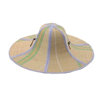 Yazlık hasır geniş şapka Balıkçı güneş şapkası Rattan Hasır Şapka Katlanır Anti-ultraviyole Bahçe Balıkçılık Güneşlik Şapka