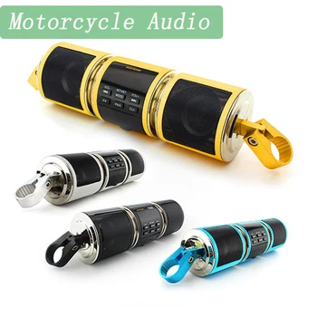 Su geçirmez Motosiklet Ses Hoparlör 2x7W kablosuz bluetooth Motosiklet Stereo Subwoofer Desteği Bluetooth / TF / MP3 / AUX / FM radyo