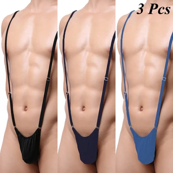 3 Adet ZEKİ-MENMODE Erkekler Seksi Bodysuit G String Ayarlanabilir İç Çamaşırı Derin V Şekilli Külot Erotik İç Çamaşırı T Geri U Dışbükey Tanga