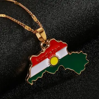 Kürdistan Bölgesi Harita Kolye Kolye Kürt Altın Renk Koerdistan Kadın Erkek Takı 11
