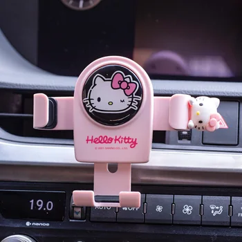 Kawaii Anime Hello Kitty yerçekimi araç navigasyon braketi karikatür cep telefonu desteği hava çıkış evrensel pembe Stablize ısı 11