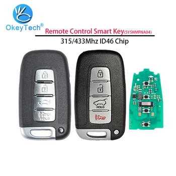 OkeyTech Araba Uzaktan Anahtar Hyundai Accent Getz Elantra Santa 4 Düğmeler 315/433MHz Anahtarsız giriş ID46 Çip Bıçak SY5HMFNA04