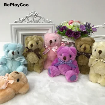 25 Pcsmini Teddy Bear Dolması peluş oyuncaklar 13 cm Küçük Ayı Dolması Oyuncaklar pelucia Kolye çocuklar için doğum günü hediyesi Parti DecorJ08801 12