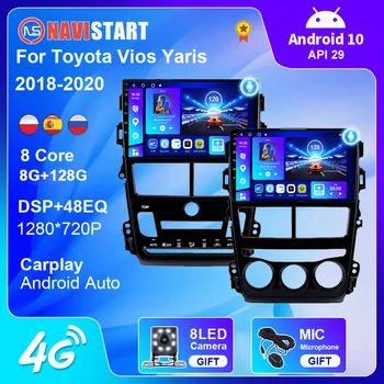 NAVİSTART Araba Radyo Multimedya Oynatıcı Toyota Vios Yaris 2018 İçin 2019 2020 GPS Navigasyon Multimidia 2 Din Android 10 DSP Hiçbir DVD